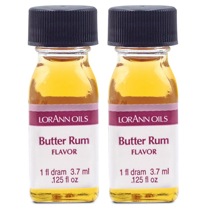 LorAnn Butter Rum Super Strength Flavor - Twin Pack of 1 Dram Bottles (.125 fl oz) - Candy, Confections & Baking