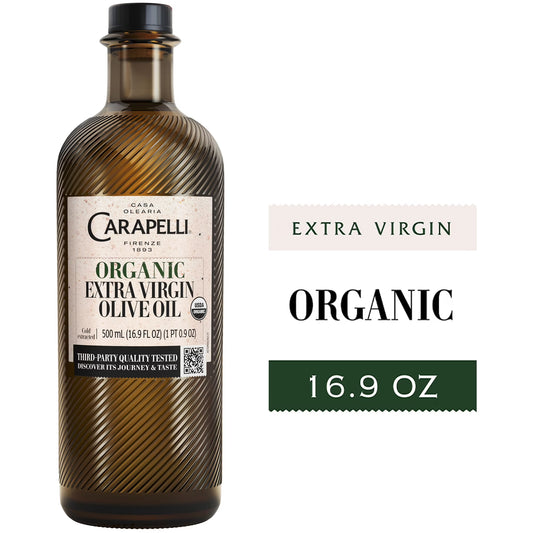 Carapelli Organic Extra Virgin Olive Oil, Cold Extracted, Contains Polyphenols and Antioxidants, 16.9 oz