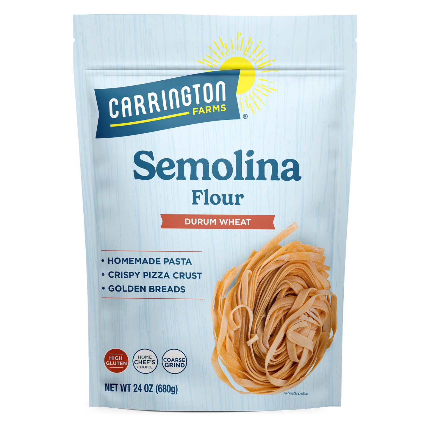 (3 pack) Carrington Farms Semolina Flour Durum Wheat, 24oz
