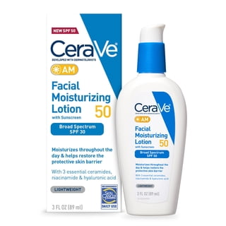 CeraVe Foaming Facial Cleanser and AM Facial Moisturizing Lotion SPF 50 Bundle, Normal to Oily Skin