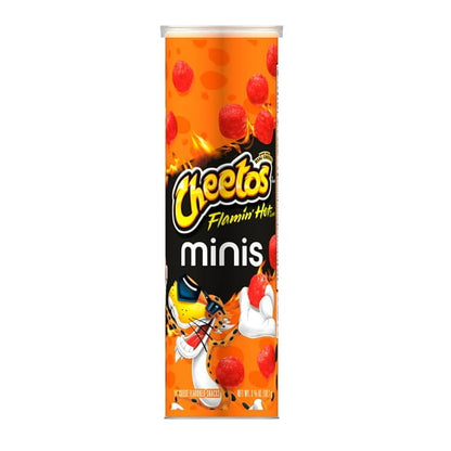 (4 pack) Cheetos Brand Minis Flamin’ Hot Cheese Flavored Canister, 3.625 oz (Packaging may vary)