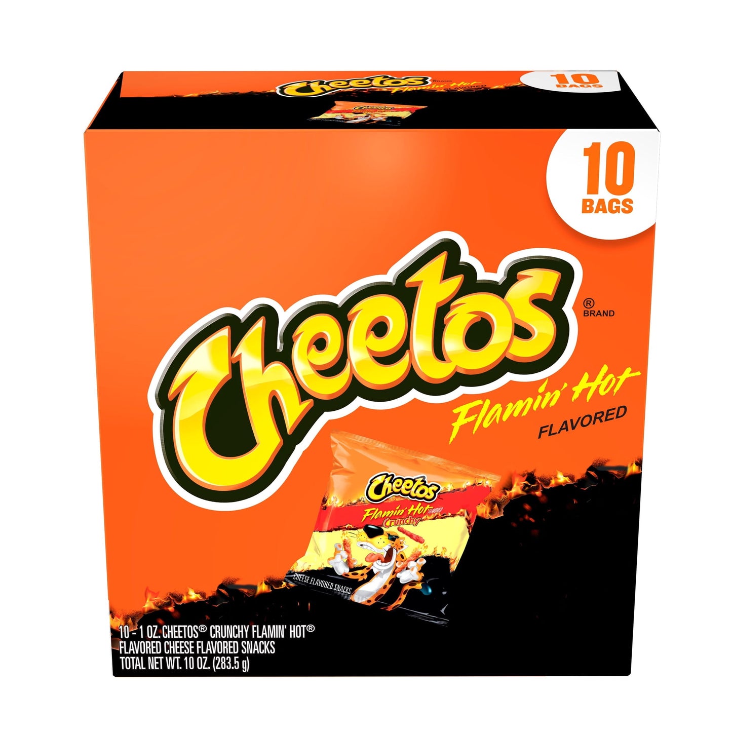 Cheetos Crunchy Cheese Flamin' Hot Flavored Snack Chips, 1 Ounce Bags, 10 Count
