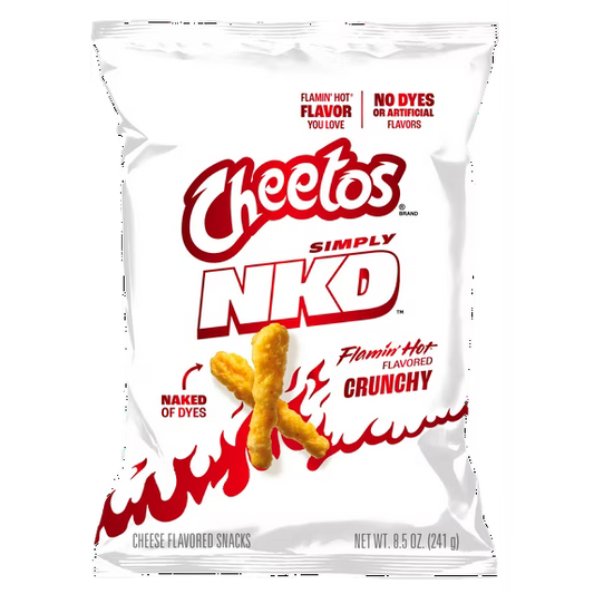 Cheetos Simply NKD, No Dyes No Artificial Flavors Crunchy Flamin’ Hot Cheese Flavored Snacks Bag, 8.5 oz