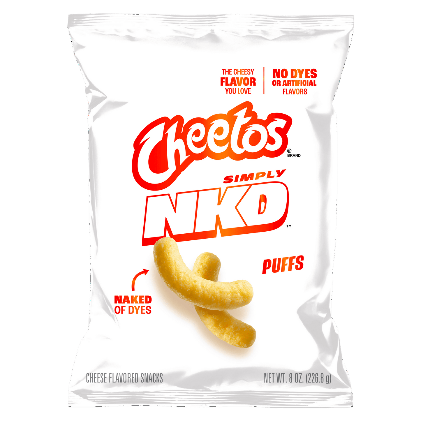 Cheetos Simply NKD, No Dyes No Artificial Flavors Puffs Cheese Flavored Snacks Bag, 8 oz