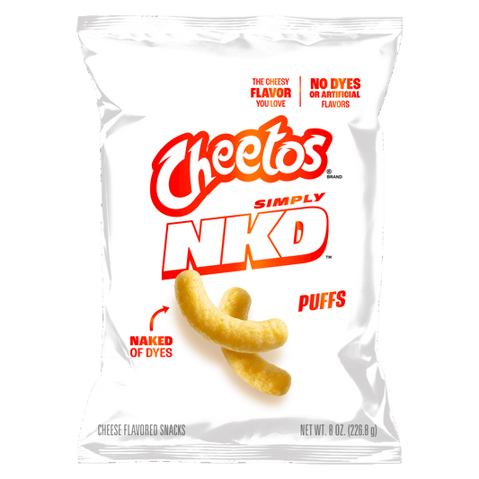 Cheetos Simply NKD, No Dyes No Artificial Flavors Puffs Cheese Flavored Snacks Bag, 8 oz