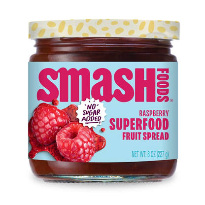 Smash Foods Raspberry Jam, No Sugar Added, Low-Calorie, Vegan (1 Jar) 8oz