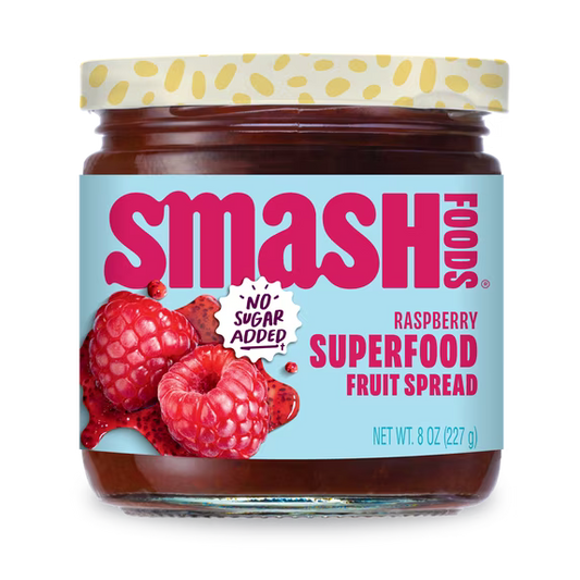 Smash Foods Raspberry Jam, No Sugar Added, Low-Calorie, Vegan (1 Jar) 8oz