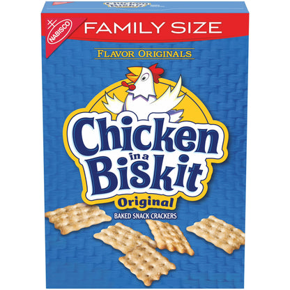 (3 pack) CHICKEN IN A BISKIT Original Baked Snack Crackers, Lunch Snacks, Family Size, 12 oz