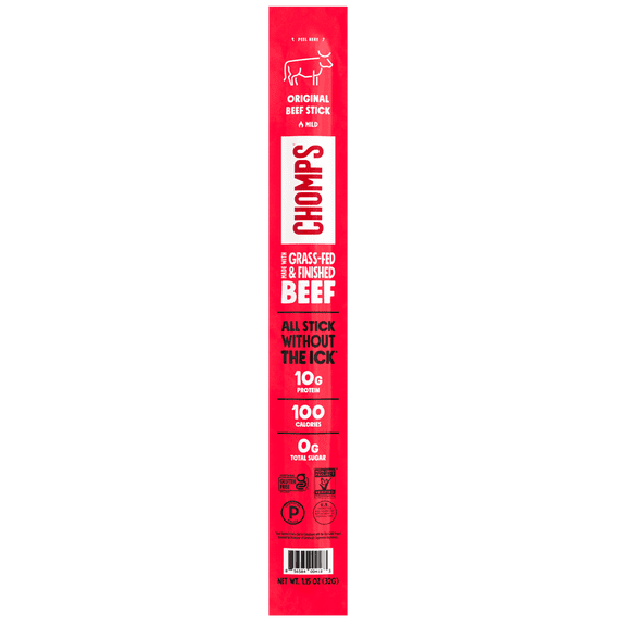 Chomps Grass-Fed And Finished Jalapeño Beef Jerky Snack Sticks (8 Count)
