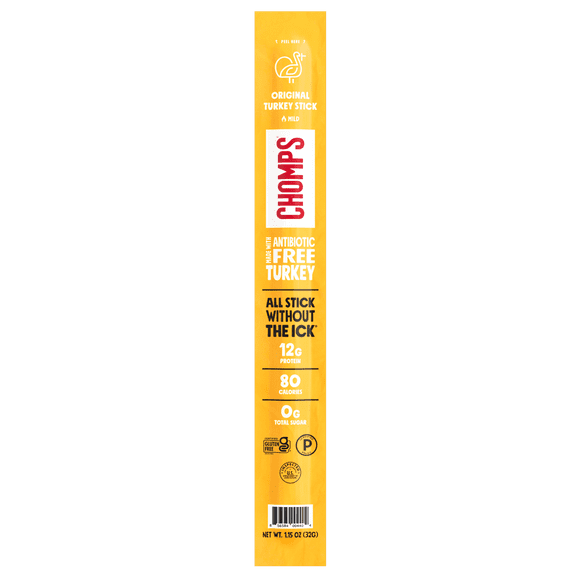 (4 pack) Chomps Original Turkey Jerky Meat Snack Stick (1.15oz Stick)