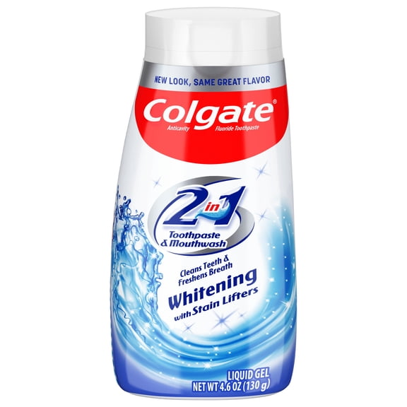 (2 pack) Colgate 2 in 1 Toothpaste and Whitening Mouthwash, Mint, 4.6 oz Squeeze Bottle