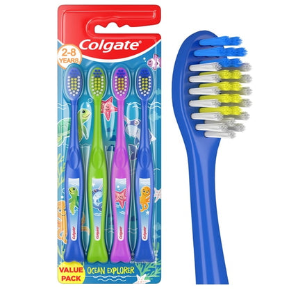 (3 pack) Colgate Ocean Explorer Extra Soft Kids Toothbrush Pack, 4 Count