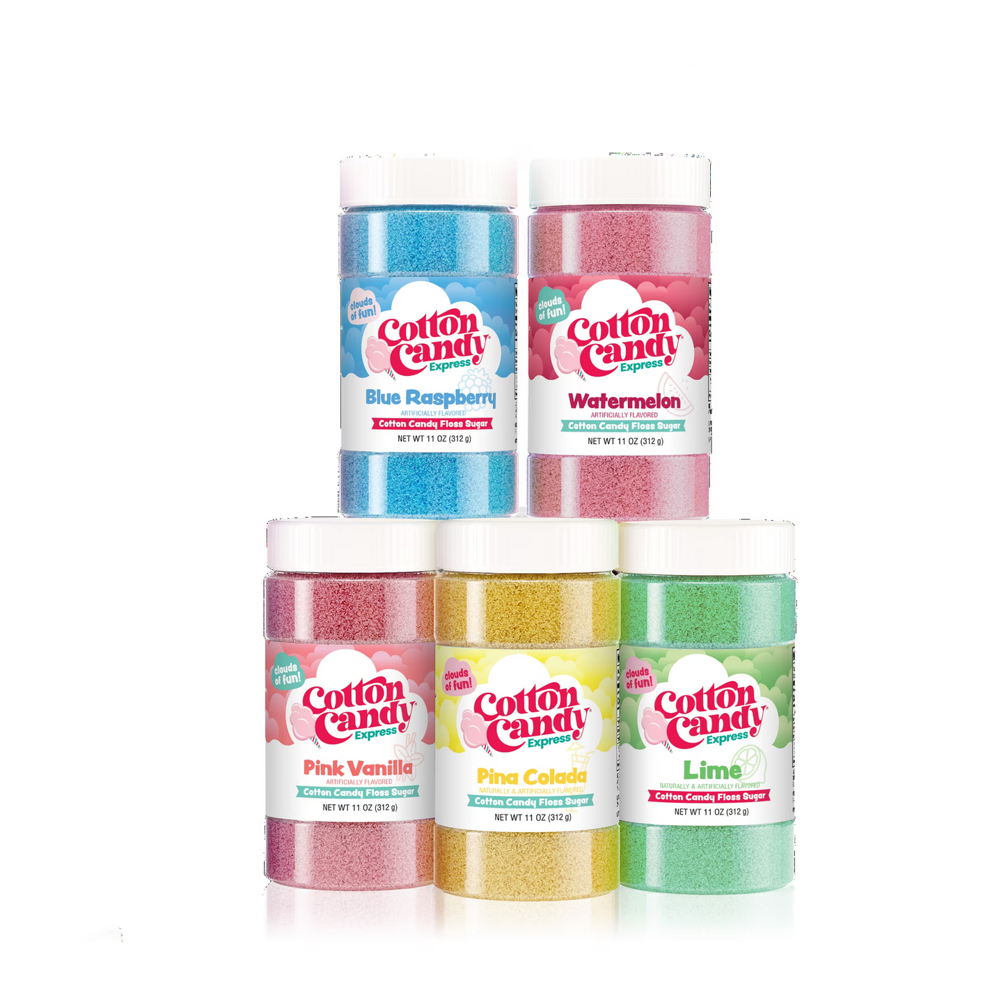 Cotton Candy Express 5-Flavor Pack, Cotton Candy Floss Sugar, 11 oz