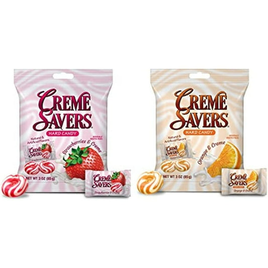 Creme Savers | One Orange And Creme 3Oz, One Strawberry And Creme 3Oz Bundle | The Original Classic Creme Savers Featuring The Taste Of Fresh Fruit And Cream