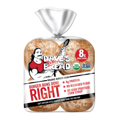 Dave's Killer Bread Burger Buns Done Right, Organic Hamburger Buns, 8 Ct, 17.6 oz, Shelf-Stable