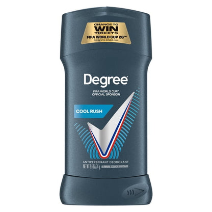 (2 pack) Degree Men Antiperspirant Deodorant 72-Hour Sweat and Odor Protection Cool Rush Antiperspirant For Men With Body Heat Activated Technology, 2.6 oz