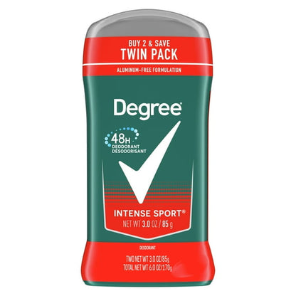 (2 pack) Degree Men Original Deodorant 48-Hour Odor Protection Intense Sport Deodorant For Men 3 oz Twin