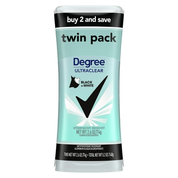 (2 pack) Degree Ultra Clear Long Lasting Women's Antiperspirant Deodorant Stick Twin Pack, Fresh, 2.6 oz