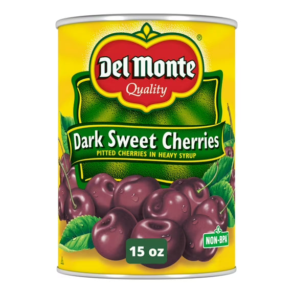 Del Monte Canned Dark Sweet Pitted Cherries, Heavy Syrup, 15 oz Can