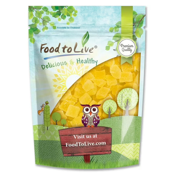 Diced Dried Pineapple, 0.5 Pounds — Kosher, Vegan — by Food to Live