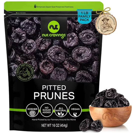 Nut Cravings Dried Prunes Pitted Unsweetened, Dry Plums No Sugar Added (16oz - 1 lbs)