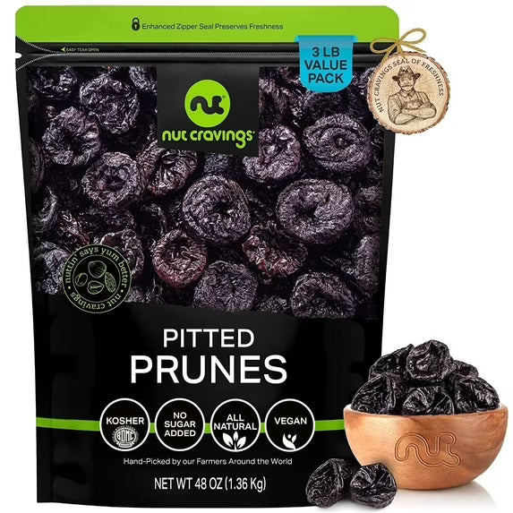 Nut Cravings Dried Prunes Pitted Unsweetened, Dry Plums No Sugar Added (80oz - 5 lbs)