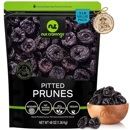 Dried Prunes Pitted Unsweetened, Dry Plums No Sugar Added 48oz By Nut Cravings