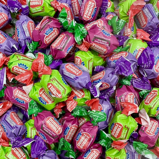 Dubble Bubble Assorted Fruit Flavor Gum - 1 Pound Bulk Bag of 3 Flavor Individually Wrapped Bubble Gum - Grape, Watermelon, Apple - Chewing Bubble Gum Holiday Candy(Approx. 70 Pieces)