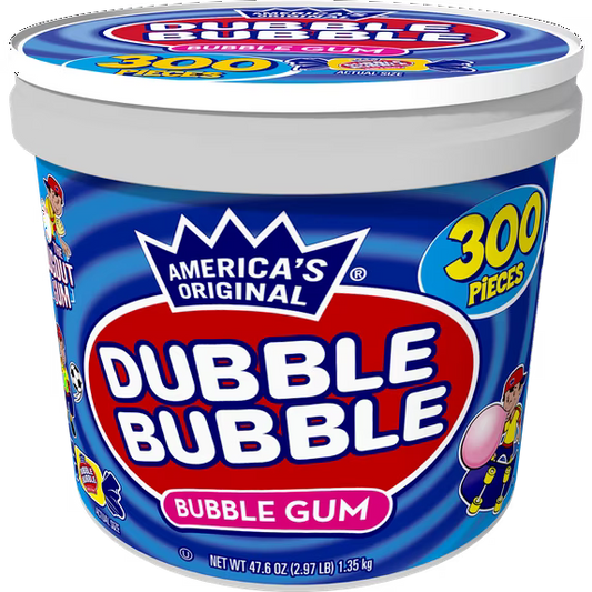 Dubble Bubble Gum, Individually Wrapped, 300 Pieces in Resealable Tub