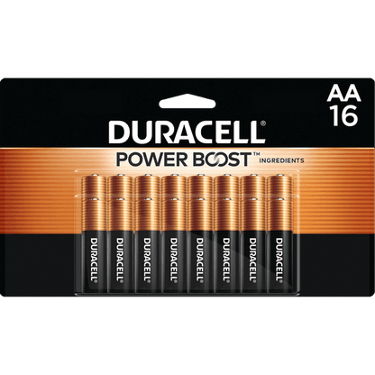(2 pack) Duracell Coppertop AA Battery with POWER BOOST™, 16 Pack Long-Lasting Batteries
