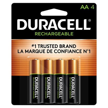 Duracell DX1500B4N Rechargeable Staycharged Nimh Batteries, Aa, 4/Pack
