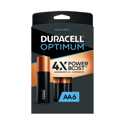 Duracell Optimum AA Battery with 4X POWER BOOST™, 6 Pack Resealable Package