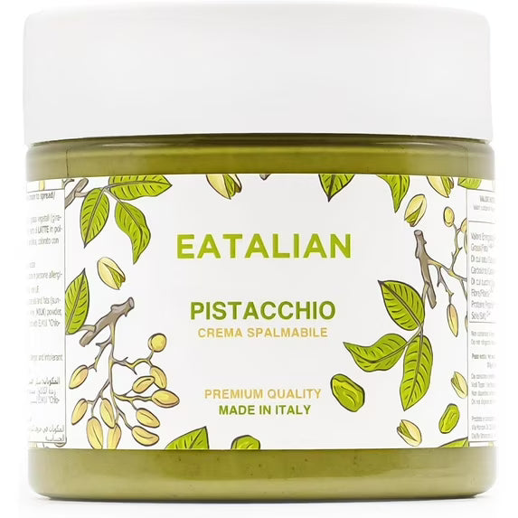 EATALIAN by AMZ BETTER Pistachio Cream, 7oz/200 gr, Spreadable Pistachio Paste, Sweet and Unique Taste, Ideal on Bread, for Cakes, Dessert, Ice Cream, Excellent for Dubai Chocolate, Made in Italy