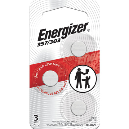 Energizer 357 / 303 Button Cell Batteries 3 Pack - Replaces AG13 SR44 A76 LR44