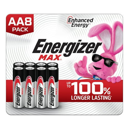 (2 pack) Energizer MAX AA Batteries (8 Pack), Double A Alkaline Batteries