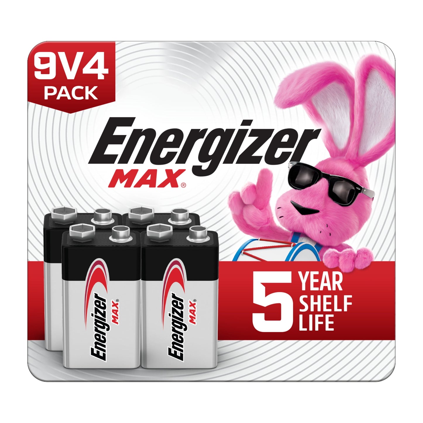 Energizer MAX 9V Batteries (4 Pack), 9 Volt Alkaline Batteries