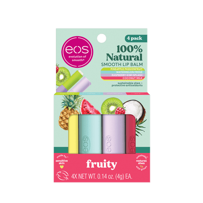 (2 pack) Eos 100% Natural Lip Balm Sticks- Fruity Variety Pack, 0.14 oz, 4 per Pack