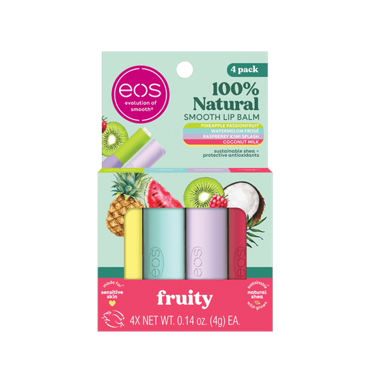 (2 pack) Eos 100% Natural Lip Balm Sticks- Fruity Variety Pack, 0.14 oz, 4 per Pack