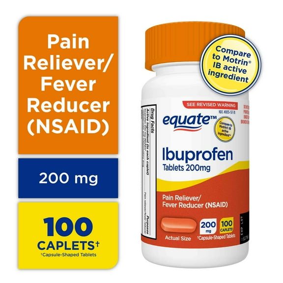 (3 pack) Equate Ibuprofen Pain Reliever and Fever Reducer Tablets, 200 mg, 100 Count