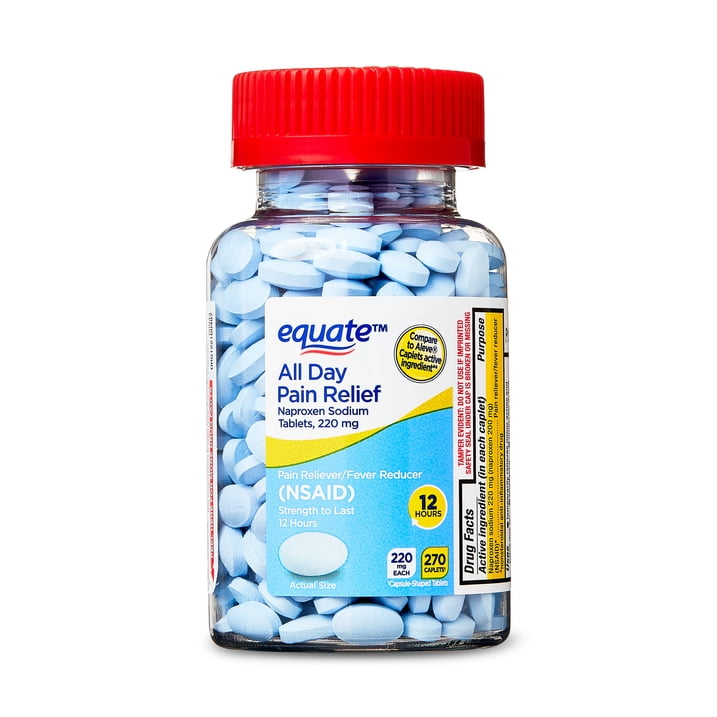 Equate All Day Pain Relief Naproxen Sodium Caplets, 220 mg, 270 Count, Compare to Aleve Caplets Active Ingredient