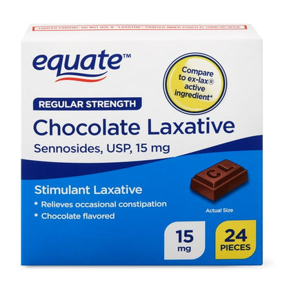 (3 pack) Equate Regular Strength Chocolate Laxative, 24 Pieces