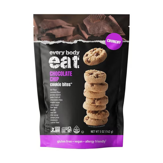 Every Body Eat Crunchy Cookie Bites, Chocolate Chip - Gluten Free, Dairy Free, Vegan, Seed Oil Free, Allergy Friendly (5.5 Ounce Pack of 3)