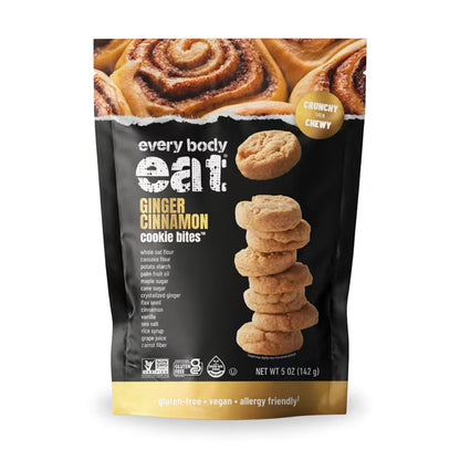 Every Body Eat Ginger Cinnamon Crunchy Cookie Bites - Gluten Free, Dairy Free, Vegan, Seed Oil Free, Allergy Friendly (5oz Pack of 3)