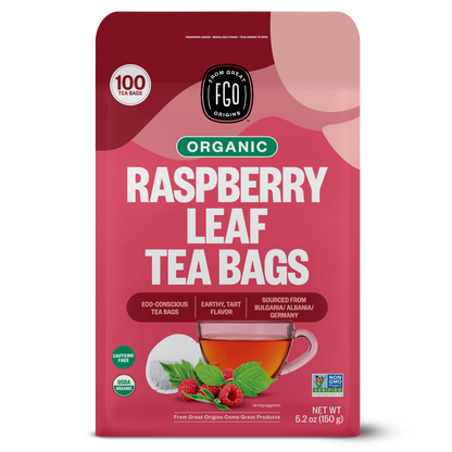 FGO Raspberry Leaf Tea, Organic, Eco-Conscious Tea Bags (100 Count)
