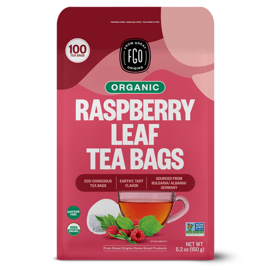 FGO Raspberry Leaf Tea, Organic, Eco-Conscious Tea Bags (100 Count)