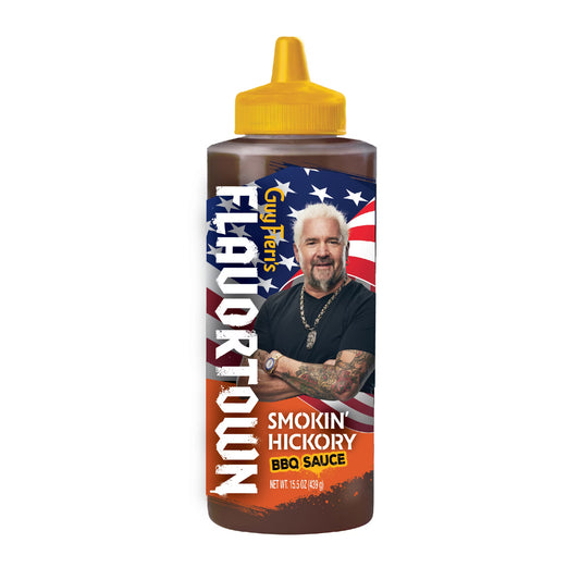 Guy Fieri Flavortown Smokin' Hickory Grilling Sauce, Sweet BBQ Glaze for Brisket Ribs and Pulled Pork, 15.5 oz