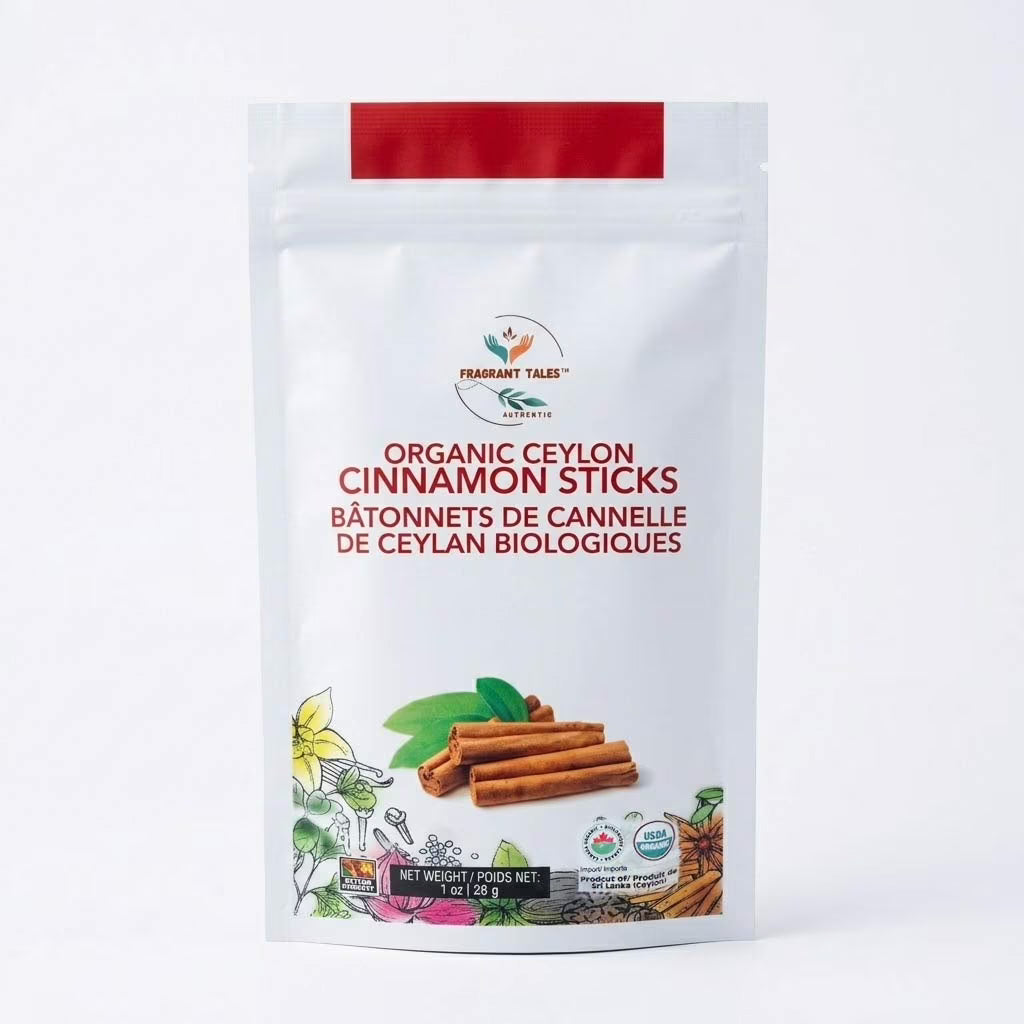 Premium Organic Ceylon Cinnamon Sticks - 1 oz (28g) 5–7 sticks, 4 inches each, True Ceylon, USDA Certified, Non-GMO, Gluten-Free, Pure Sri Lankan Cinnamon for Cooking & Baking