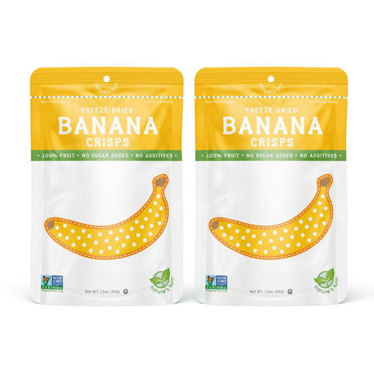Nature’s Turn Freeze-Dried Banana Crisps, No Added Sugar, Healthy Natural Fruit Crisp Snack for School Lunches, 2 Pack (1.2 oz Each)