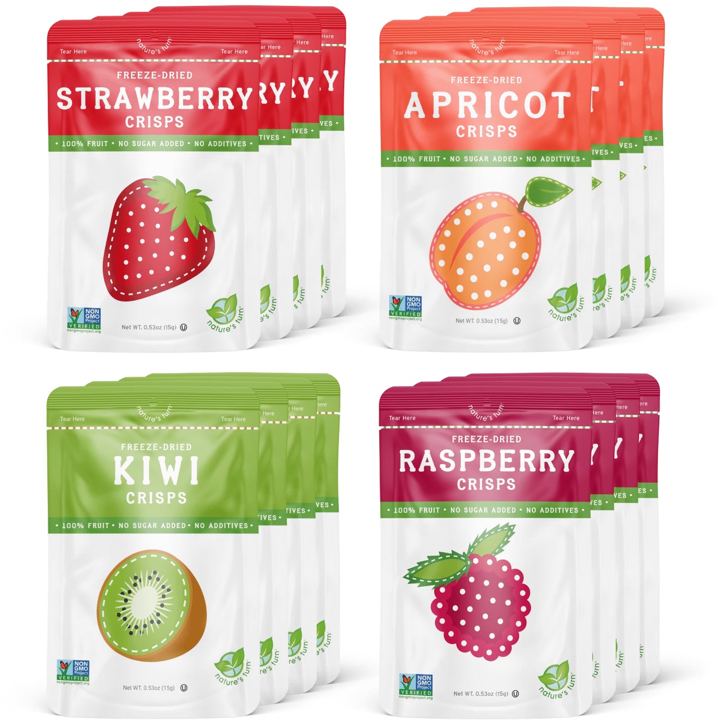 Nature’s Turn Freeze-Dried Fruit Crisps, Sour Variety Pack, No Added Sugar, Healthy Fruit Crisp Snack for School Lunches, 16 Pack (0.53 oz Each)