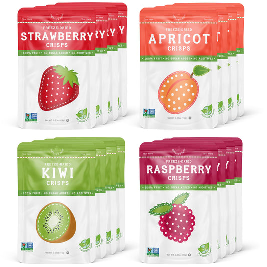 Nature’s Turn Freeze-Dried Fruit Crisps, Sour Variety Pack, No Added Sugar, Healthy Fruit Crisp Snack for School Lunches, 16 Pack (0.53 oz Each)